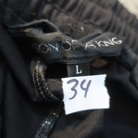 Mens Son of a King Black White Drawstring Jogger Pants L - Picture 9 of 10